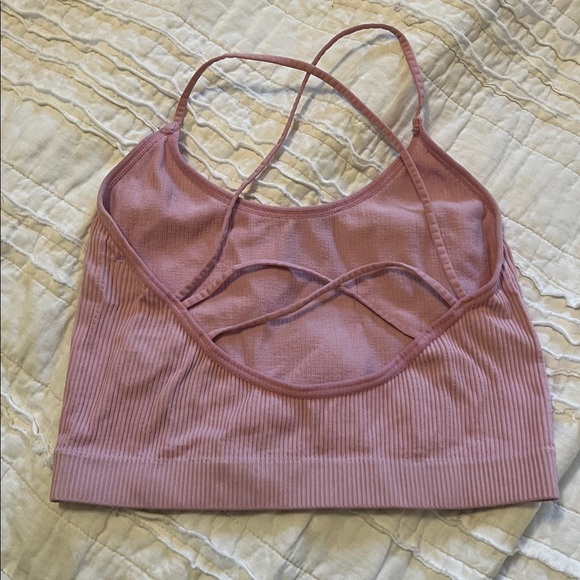 Pink Ribbed Crop Tank - Picture 2 of 3